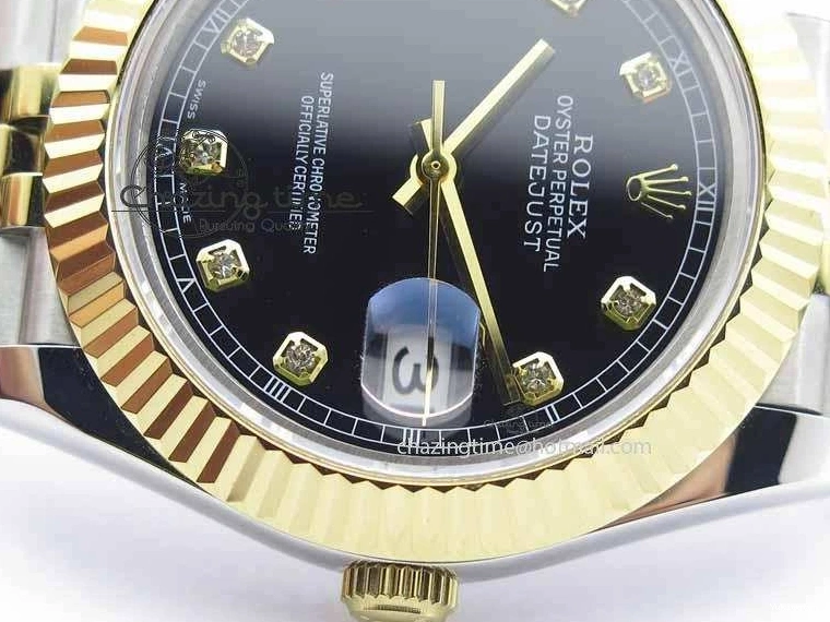 YG Best Edition Diam Maker On DateJust Black Bracelet A2813 BP SS 41mm II Dial Jubilee 0423